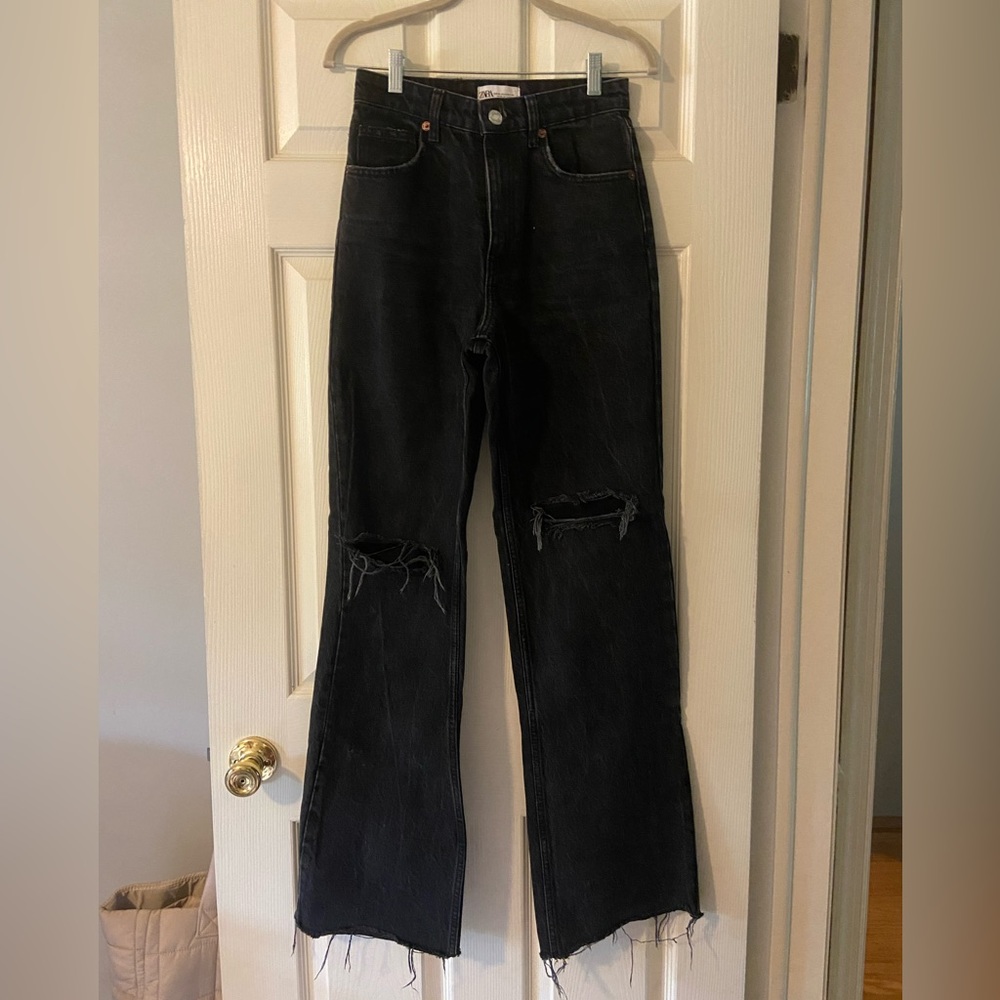 Zara Wide Leg Jeans, Size 4, Black